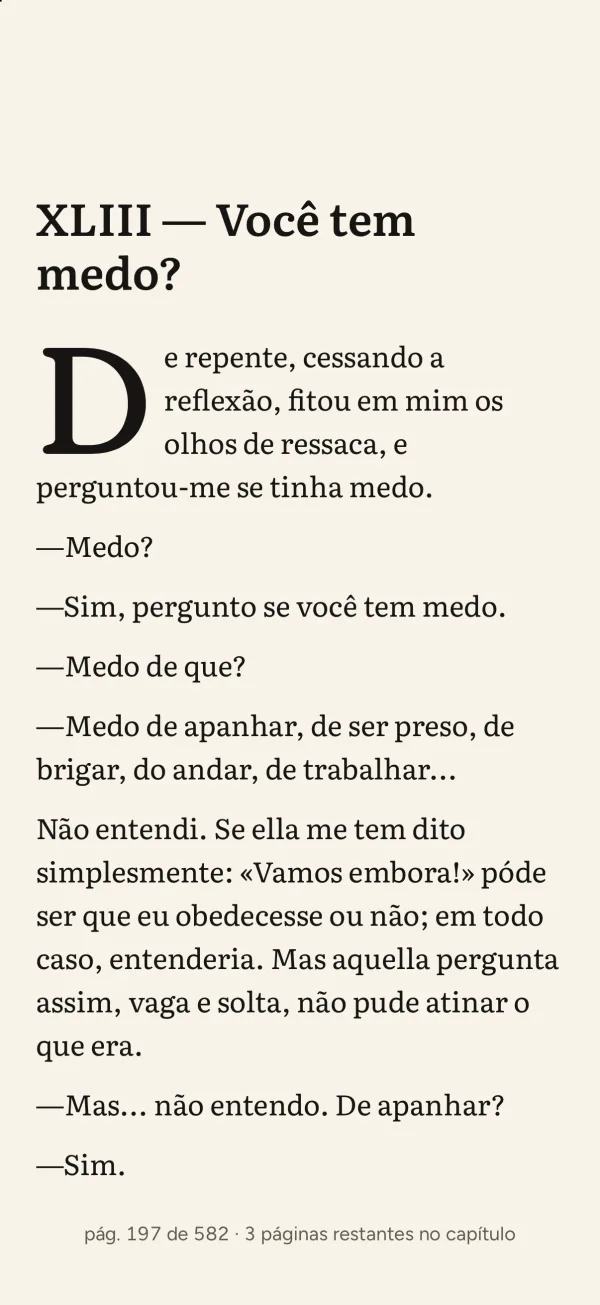Leitor do Nouli no modo Páginas, com Dom Casmurro refluído