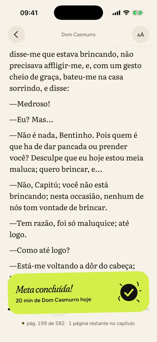 Cartão verde-limão de meta do dia concluída sobre a página do livro